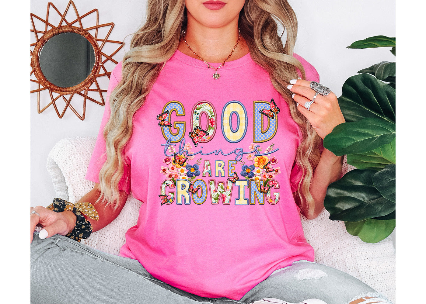 Good Things Are Growing Butterfly Floral Custom Tshirt