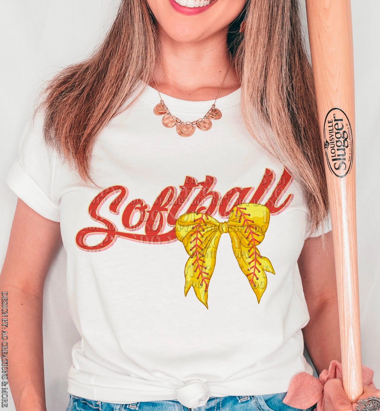 Red Softball Ribbon Custom Tshirt