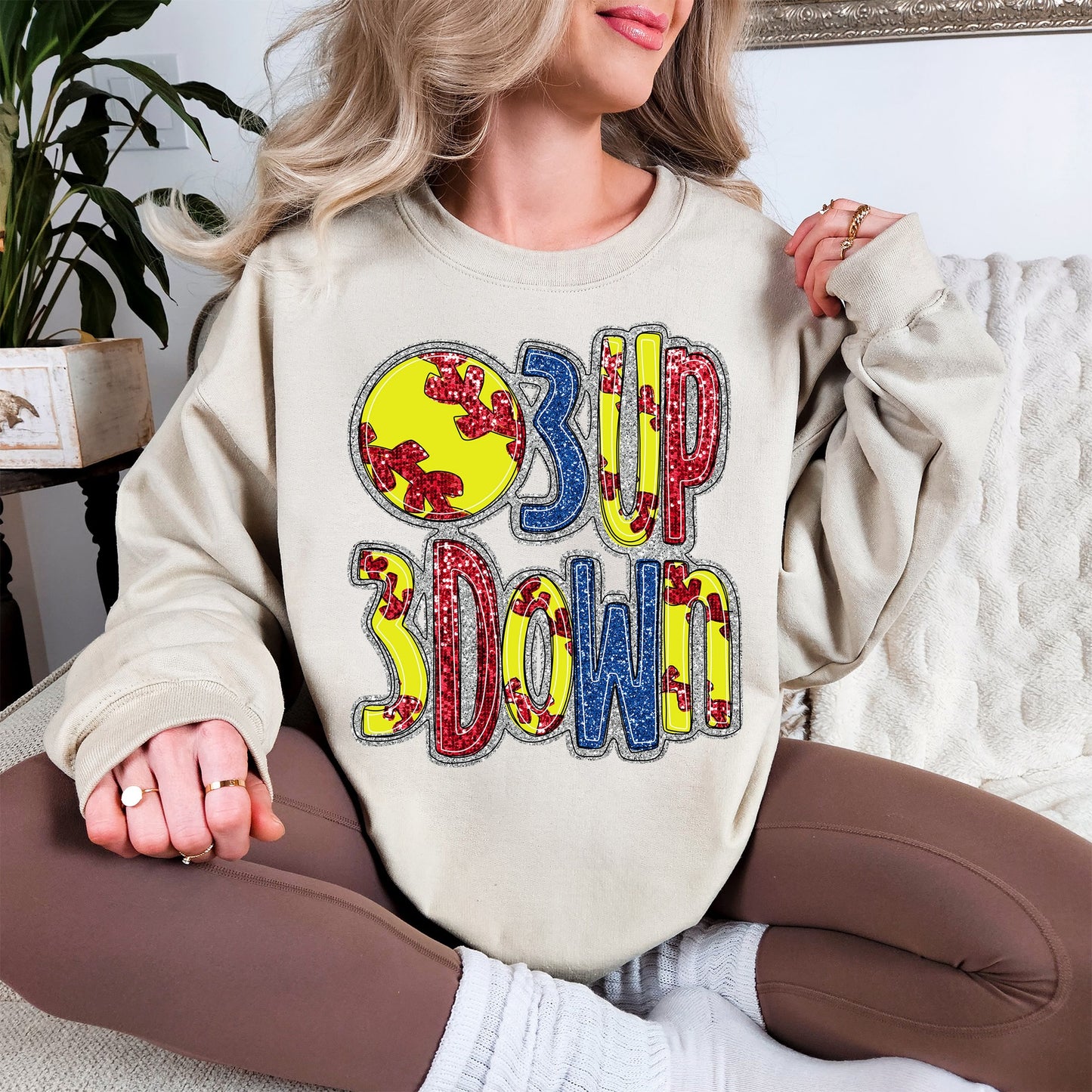 Three Up Three Down Softball Custom Tshirt