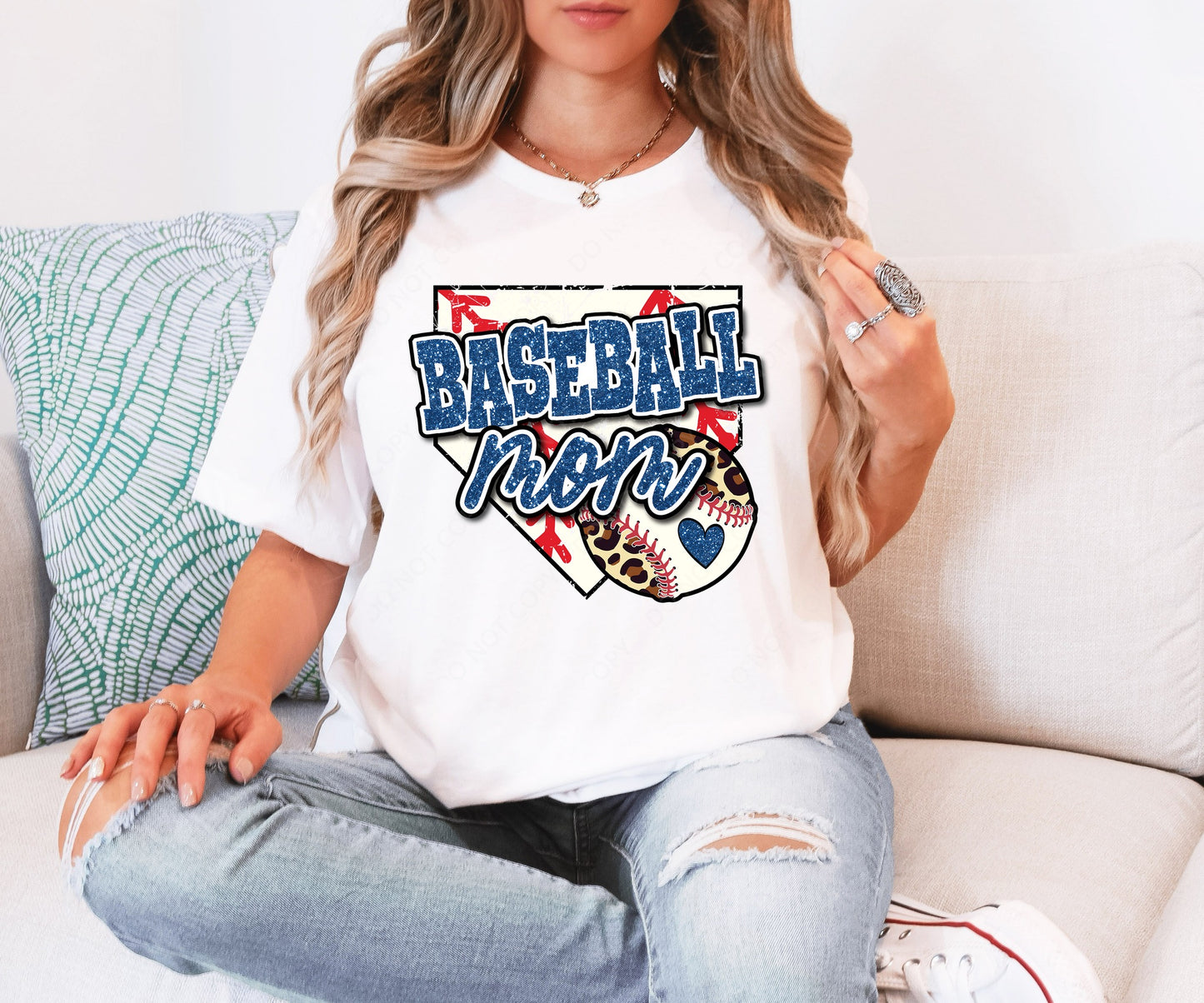 Baseball Mom Faux Glitter Custom Tshirt