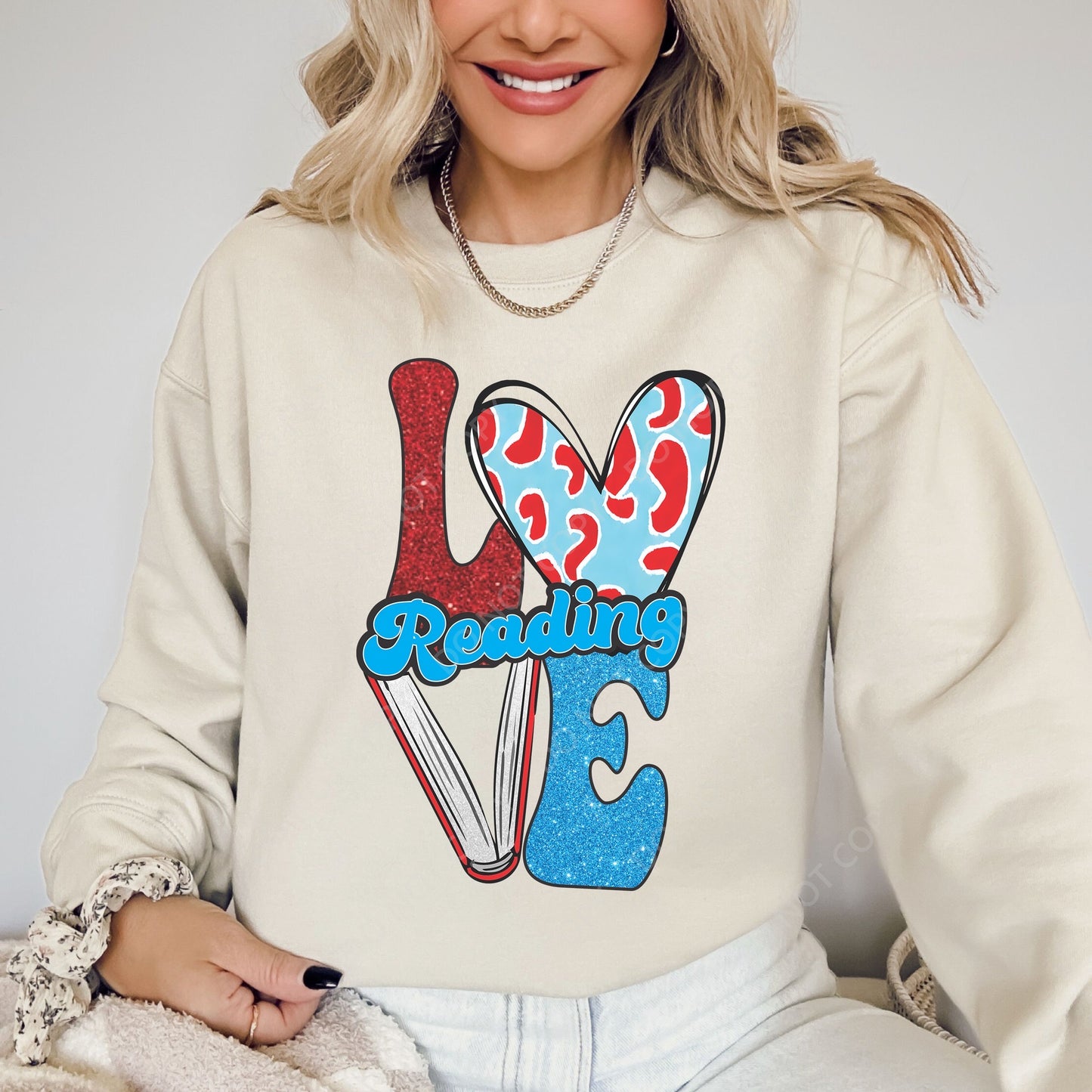 Red & Blue Love Reading Custom Tshirt