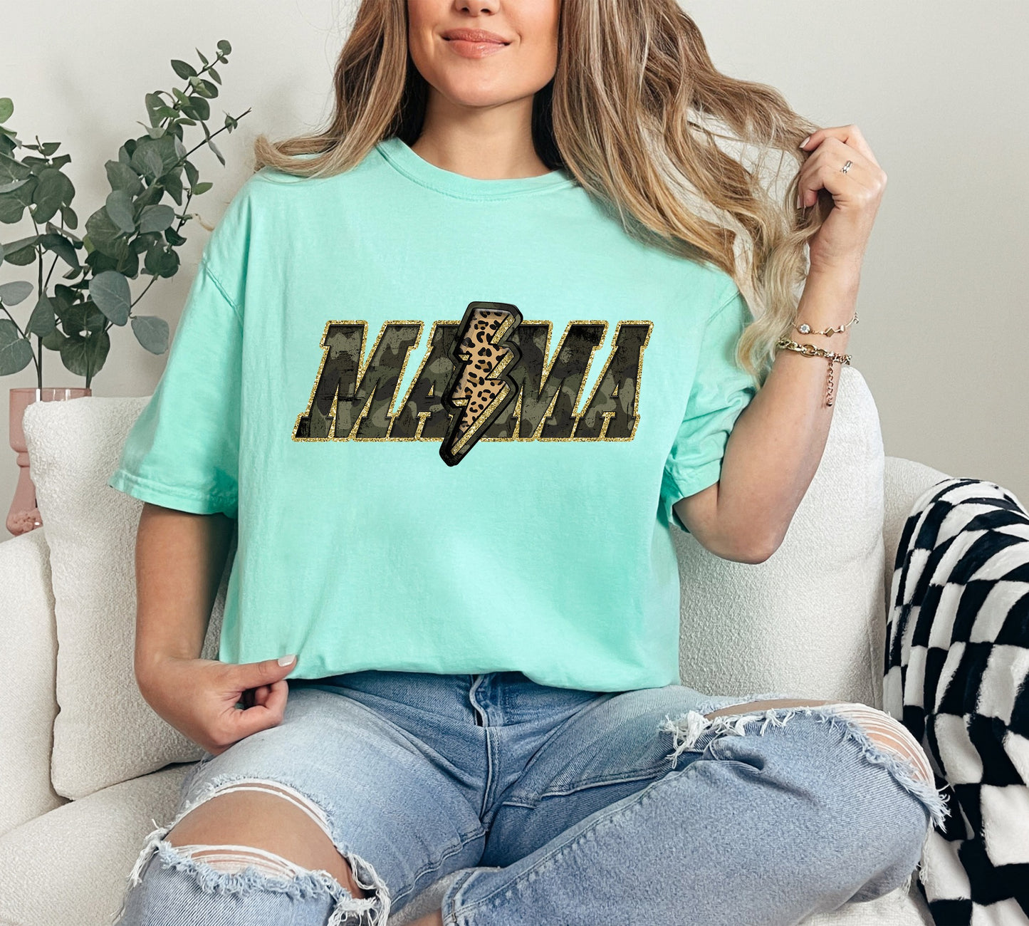 Camo Leopard Mama Bolt Custom Tshirt