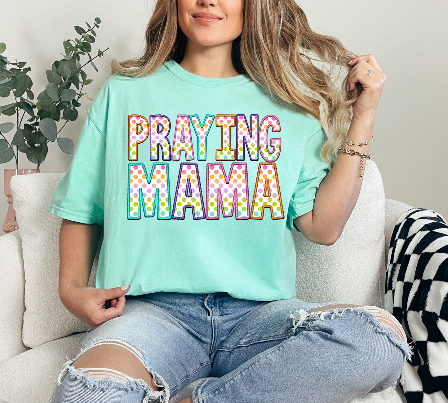 Colorful Dot Praying Mama Custom Tshirt