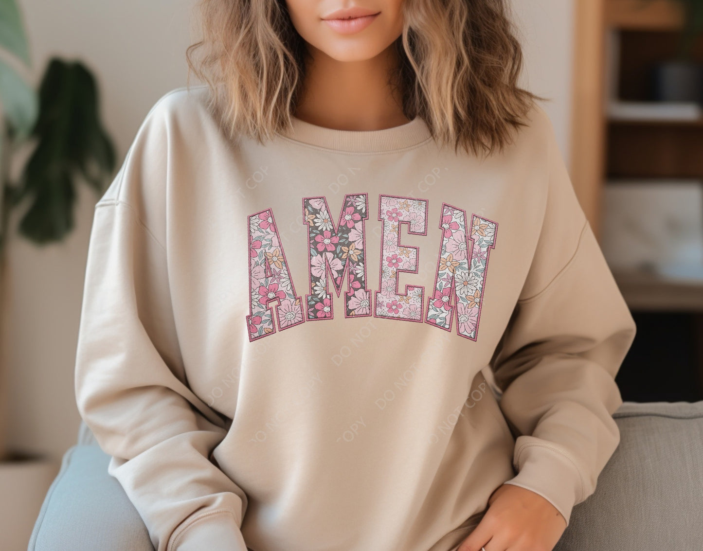 Pink Floral AMEN Custom Tshirt