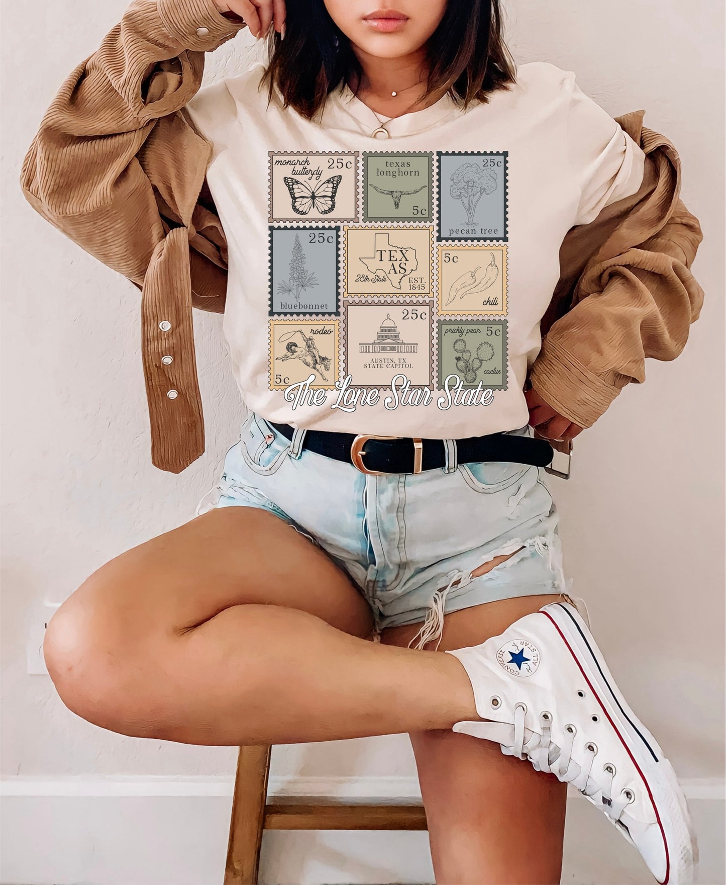 Texas Lone Star State Post Stamp Custom T-shirt