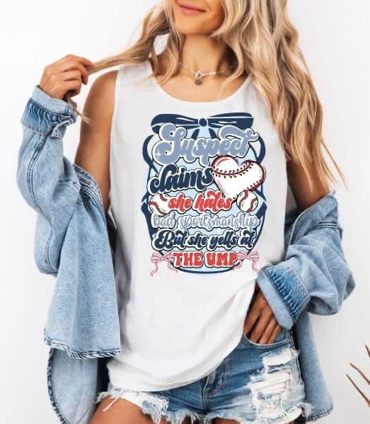 Suspect Claims She Hates Bad Sportsmanship Baseball Custom Tshirt