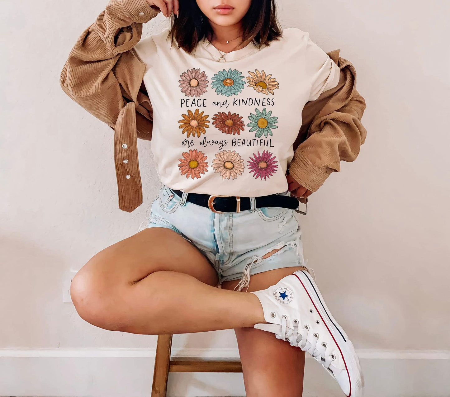 Peace And Kindness Floral Custom Tshirt