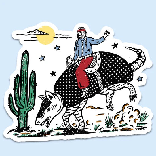 Armadillo Cowboy Funny Sticker Decal