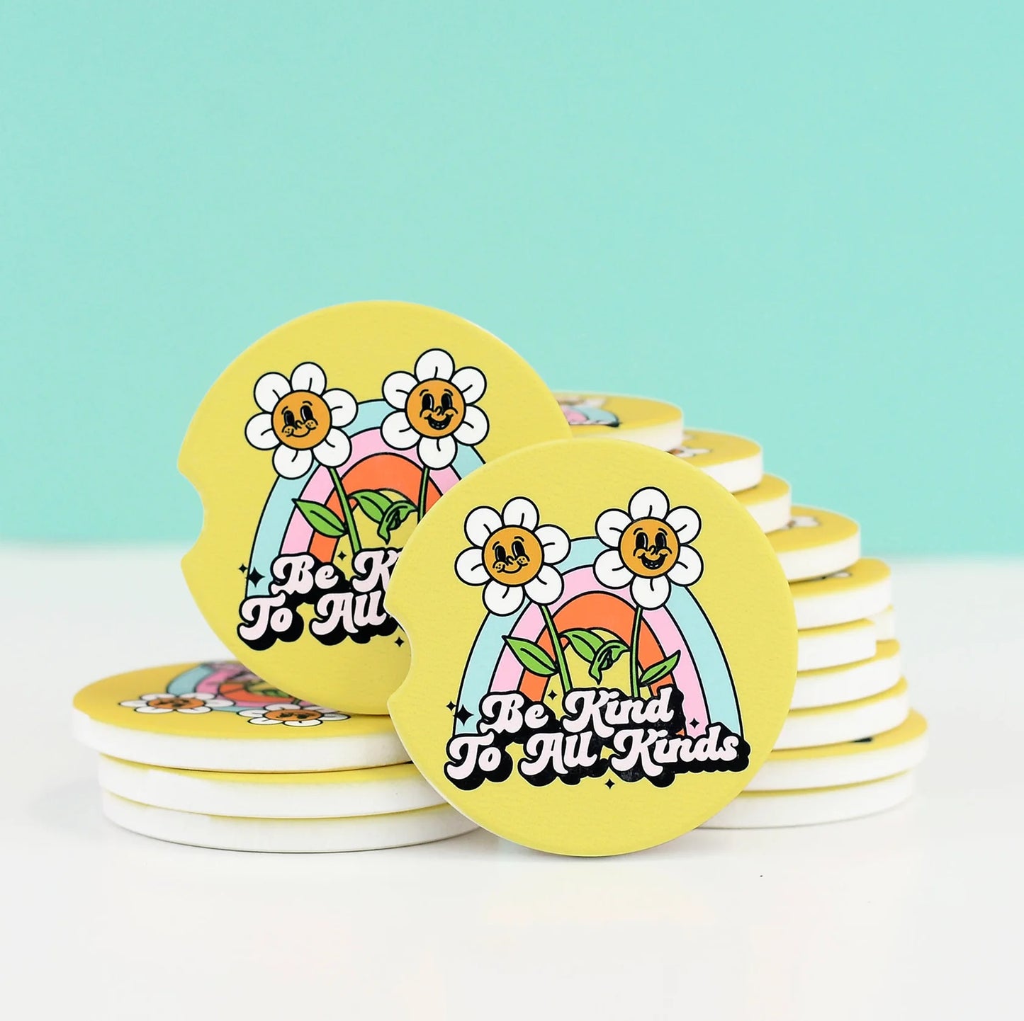 Be Kind To All Kinds Sandstone Car Coaster