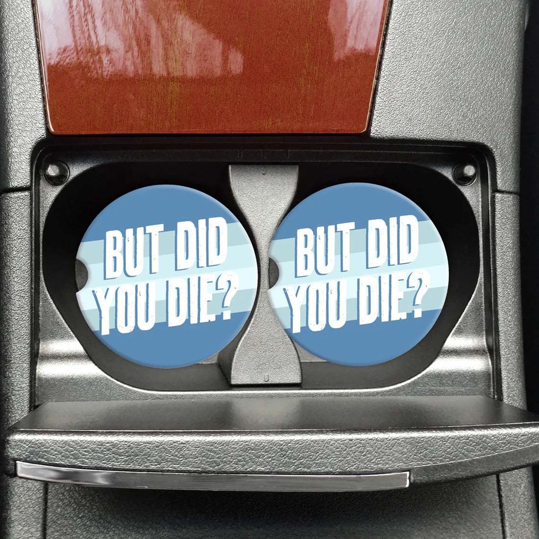 Blue But Did You Die Sandstone Car Coaster