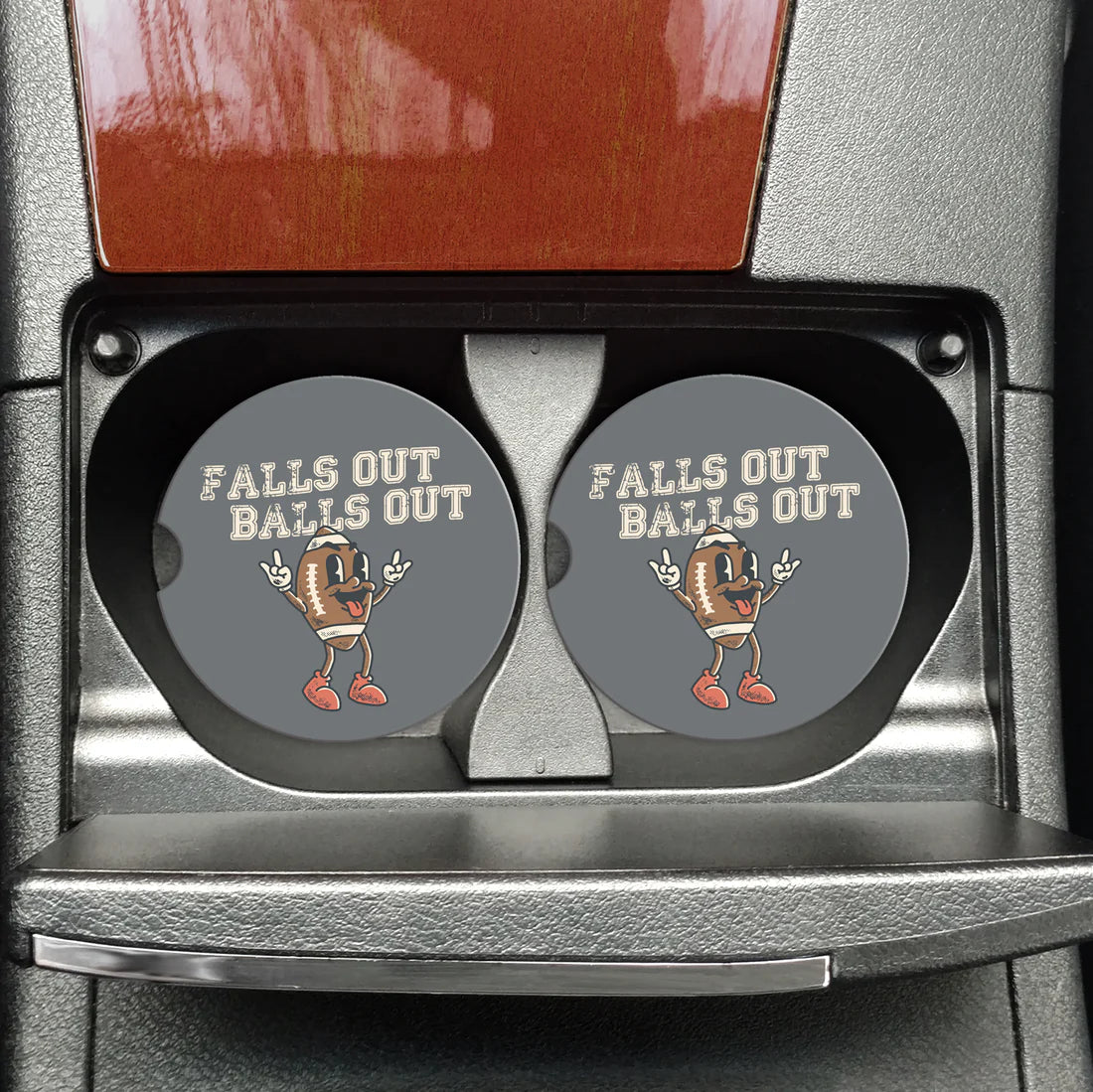 Football Fall Out Ball Out Sandstone Car Coaster