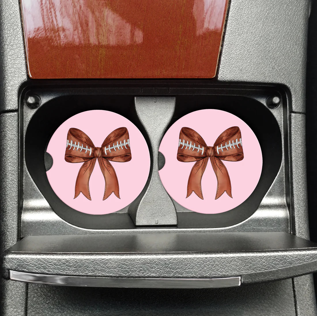 Football Bow Sandstone Car Coaster