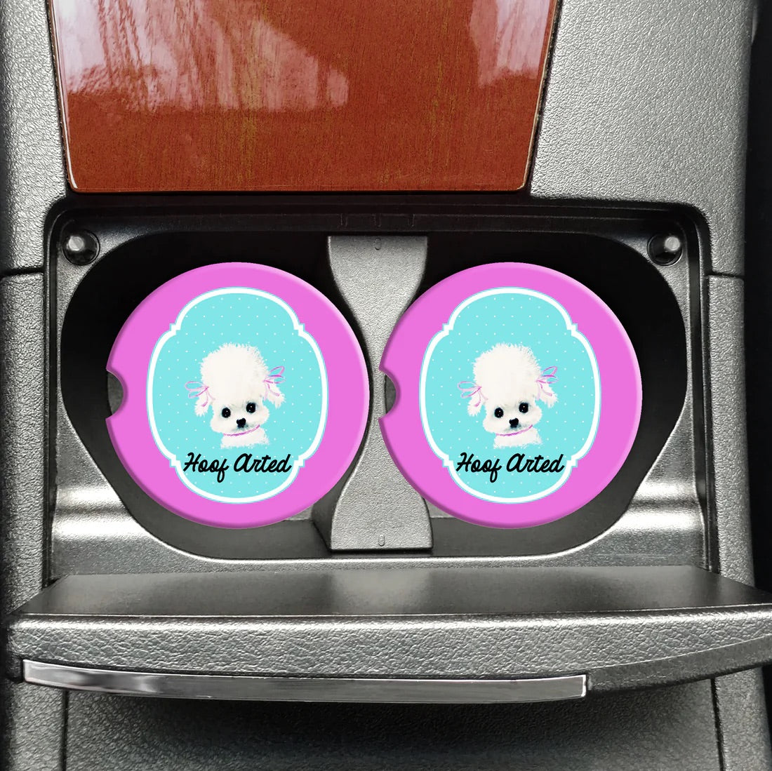 Hoof Arted Poodle Sandstone Car Coaster