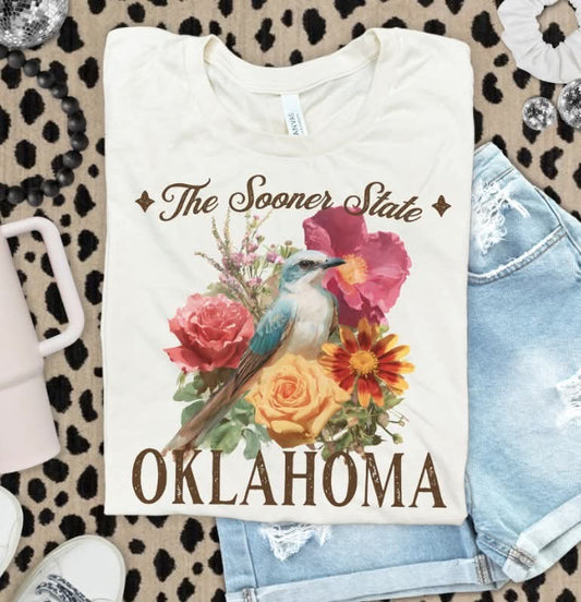 Oklahoma Flowers Scissortail Custom T-shirt