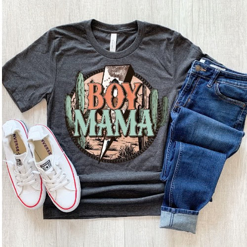 boy mama lightning cow T-shirt