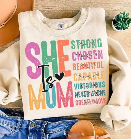 She is mom colorful grunge T-shirt