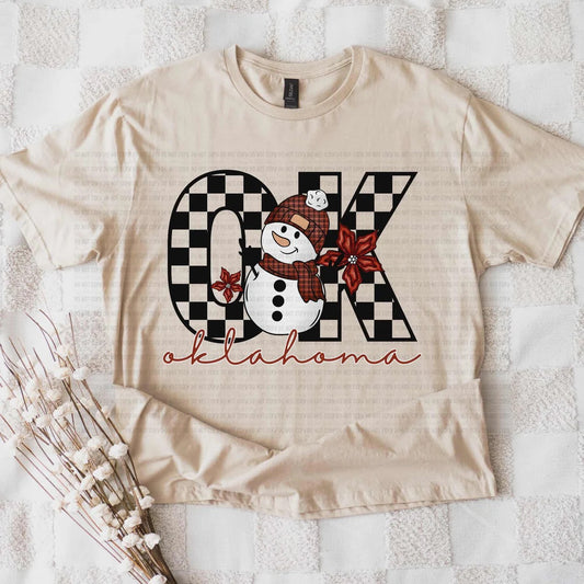 Oklahoma snowman checker Custom T-shirt